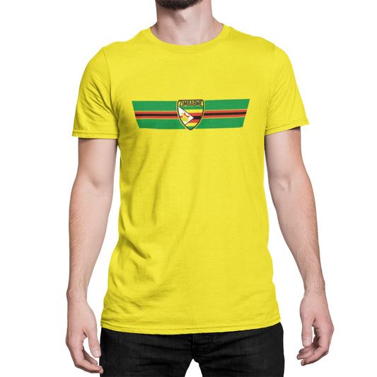 ZIMBABWE Retro Strip Mens  Cotton T-Shirt Football Africa Cup Of Nations