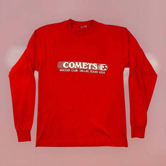 VTG FOTL 90s Dallas Texas Comets Soccer Futbol Club T Shirt Adult L Red Faded