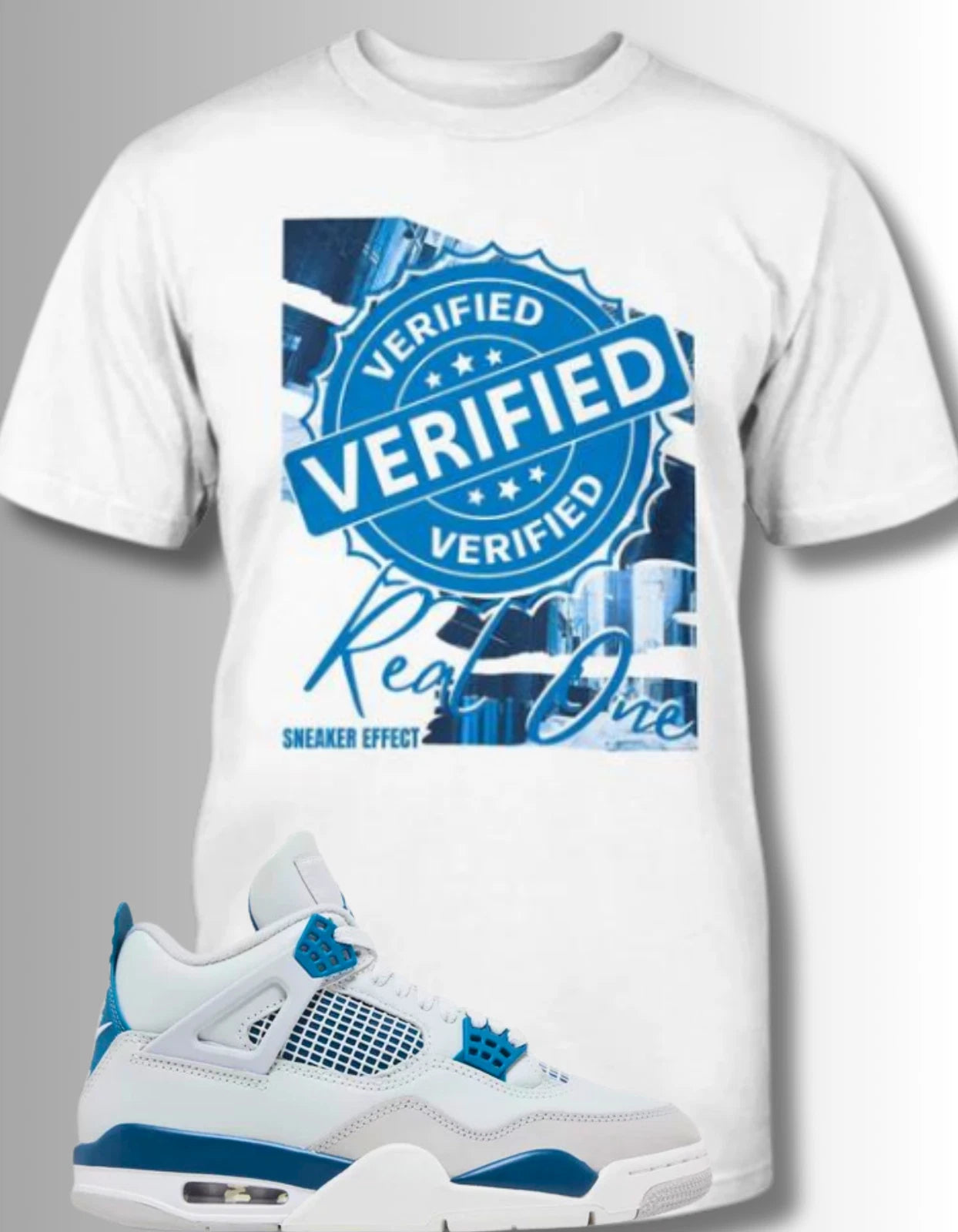 SNEAKER EFFECT  TEE SHIRT TO MATCH JORDAN 4 MILITARY BLUE  2024
