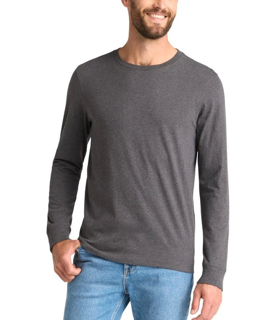 Mens Cotton Crewneck Long Sleeve T-Shirt Sz 2XL, 3XL, 3XLT Pullover Charcoal