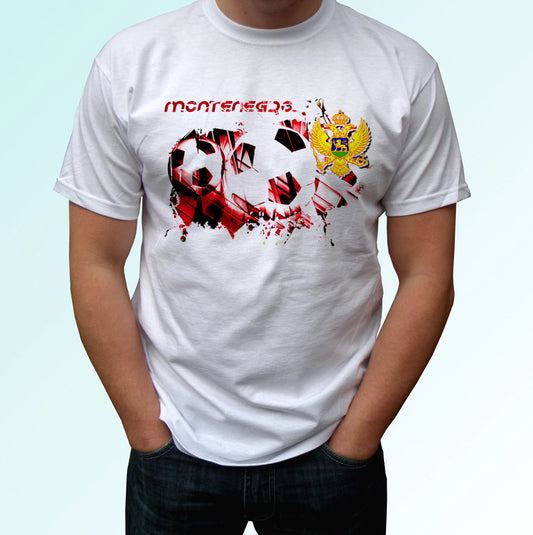 Montenegro football flag white t shirt soccer style design mens womens kids baby