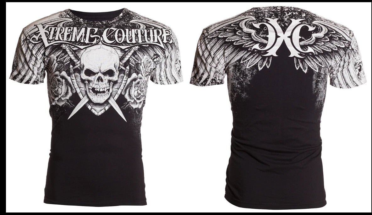 XTREME COUTURE by AFFLICTION Black White NINER Short Sleeve Slim Fit T-shirt NWT