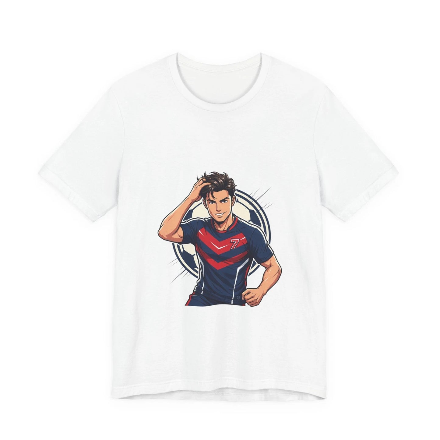 Soccer Player Illustration Tee | Number 7 Jersey Back Emblem