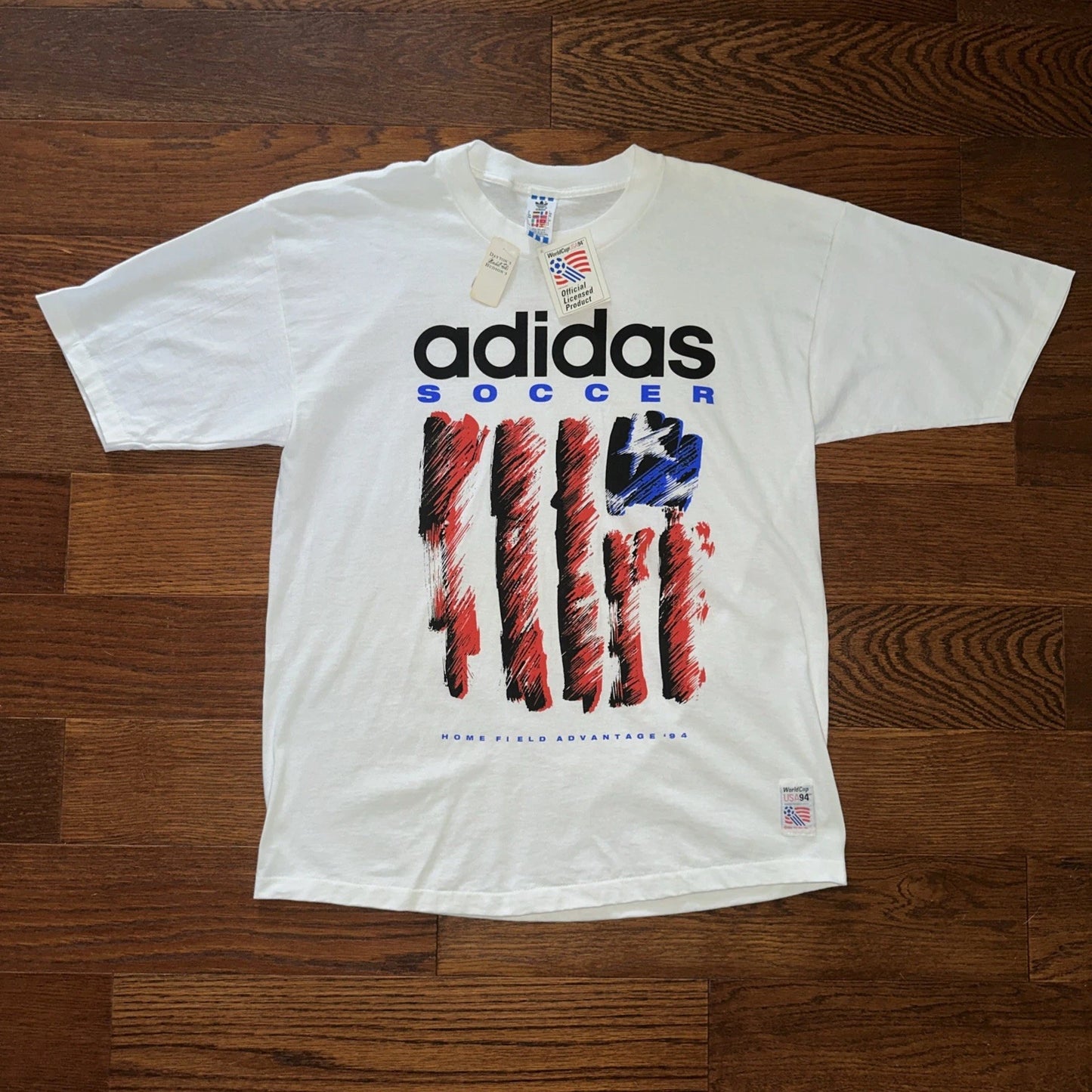 Vintage 1994 Adidas Soccer World Cup USA 94 Deadstock NWT Made USA T Shirt L