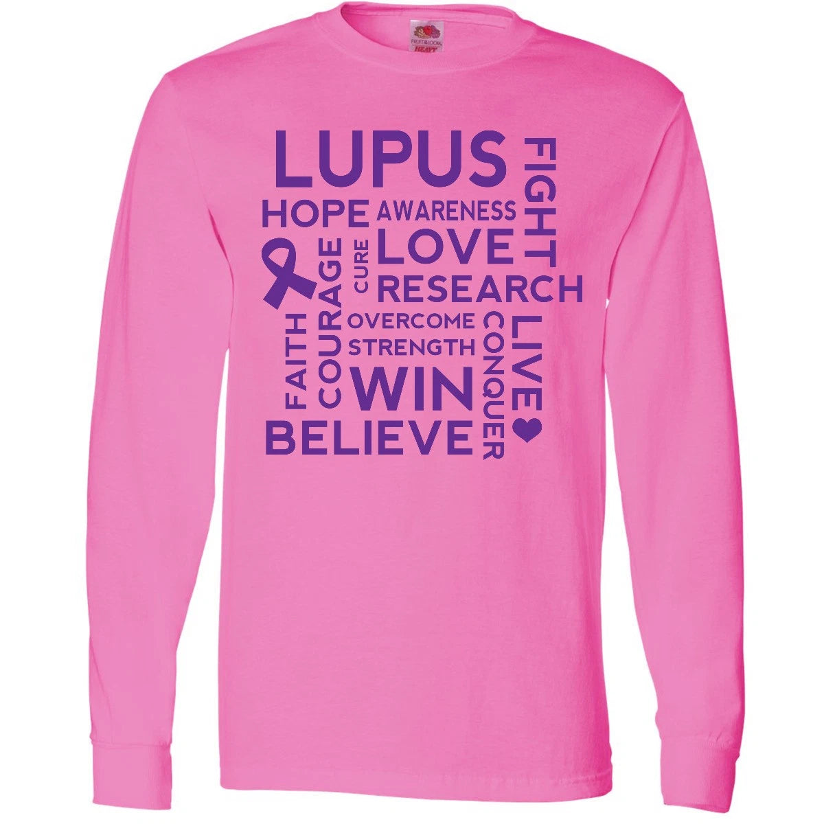 Inktastic Lupus Awareness Walk Slogan Ribbon Long Sleeve T-Shirt Fight Event Tee