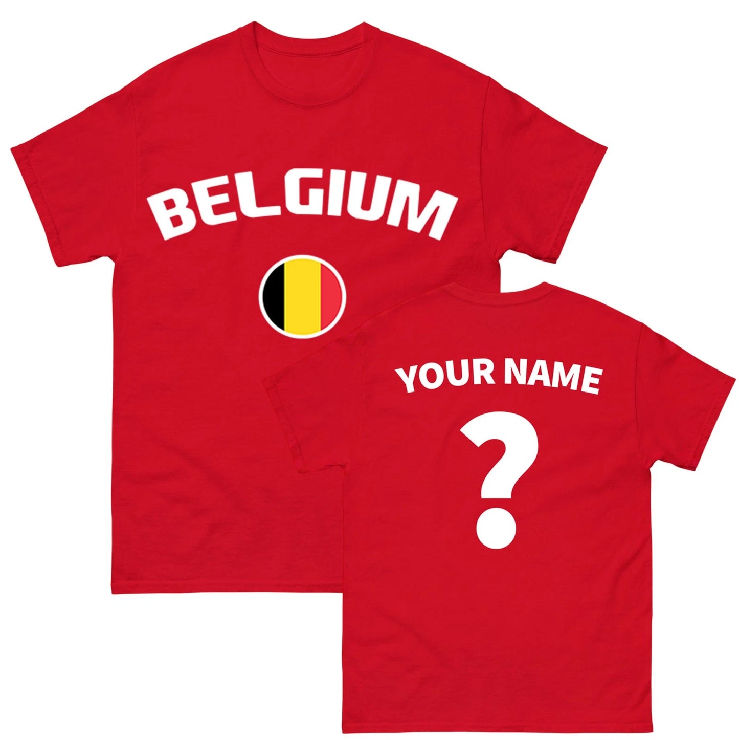 Personalised Belgium football T-Shirt, Custom Name and Number Football Team Tee