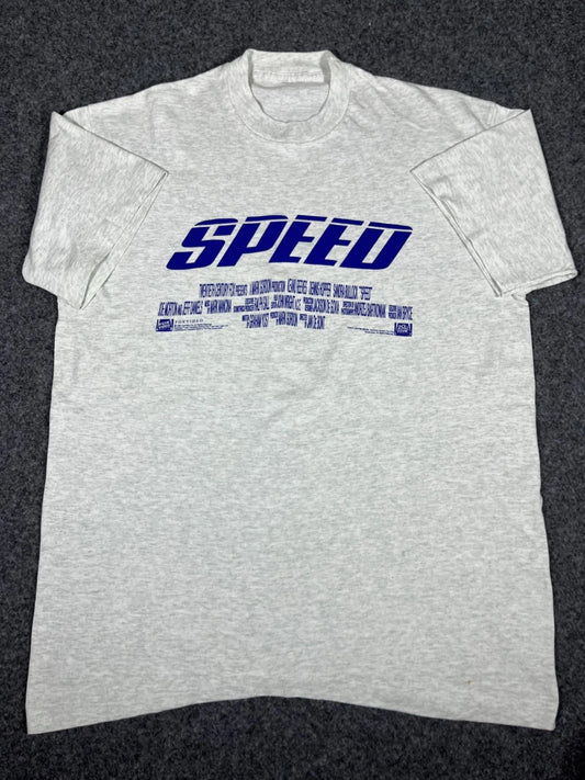 Vintage 1994 Speed Movie Promo T-Shirt Grey XL Keanu Reeves Sandra Bullock 90s