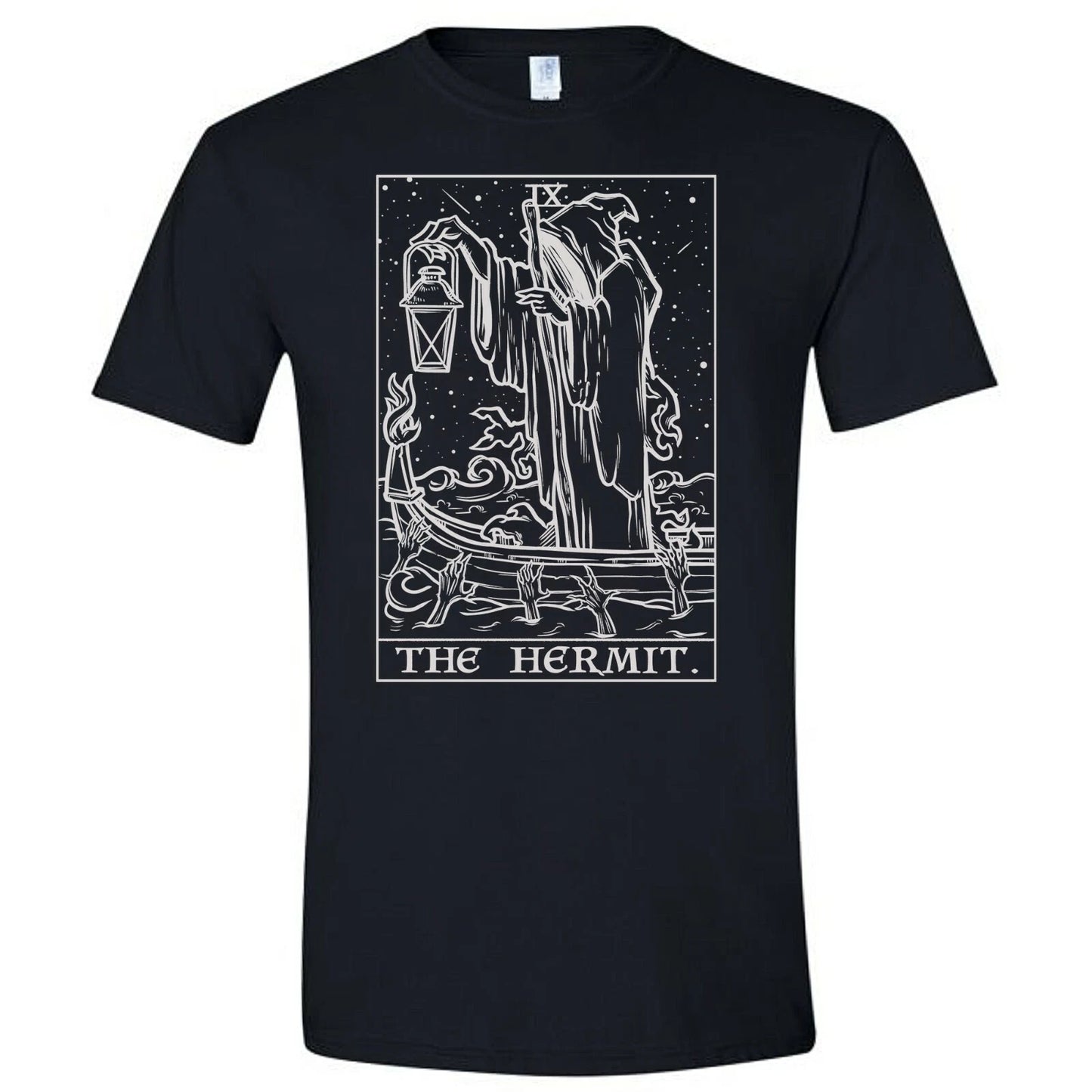 The Hermit Tarot Card Shirt Grim Reaper Halloween Gothic Horror Tee Goth T-Shirt