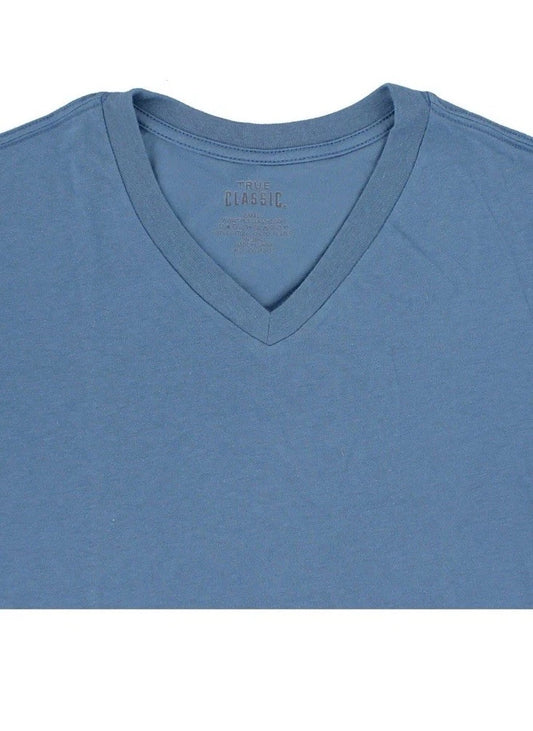 True Classic Mens 2XL Light Blue V- Neck Short Sleeve Tagless Regular Fit NWOT