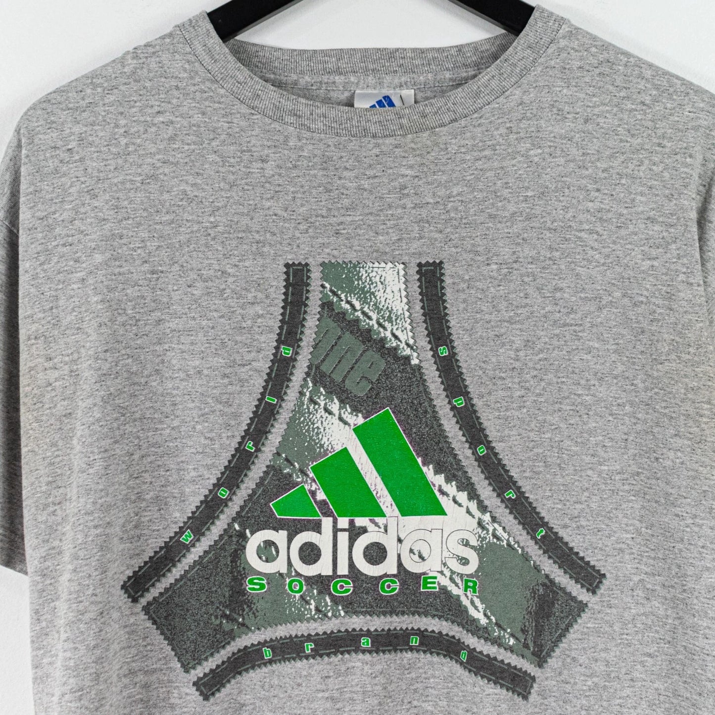 Adidas Soccer T-Shirt Small World Sport VTG 90s Blokecore Streetwear Distressed