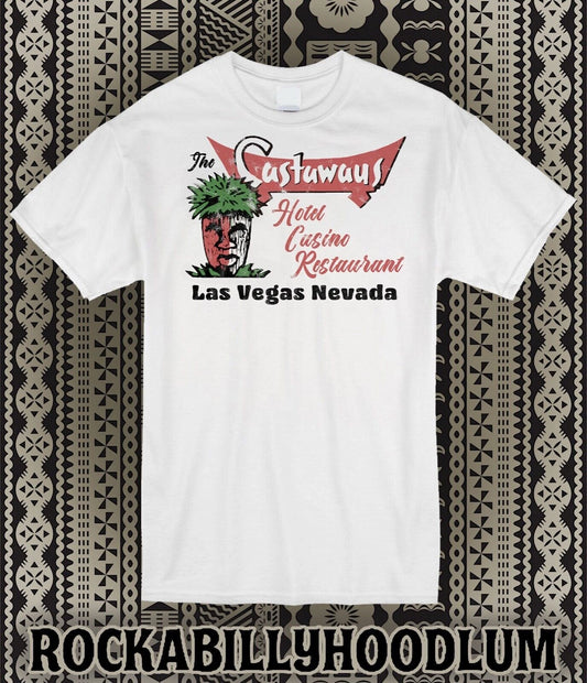 Retro Tiki Art Tee T Shirt Cotton Mug Bar Castaways Las Vegas Hotel Casino