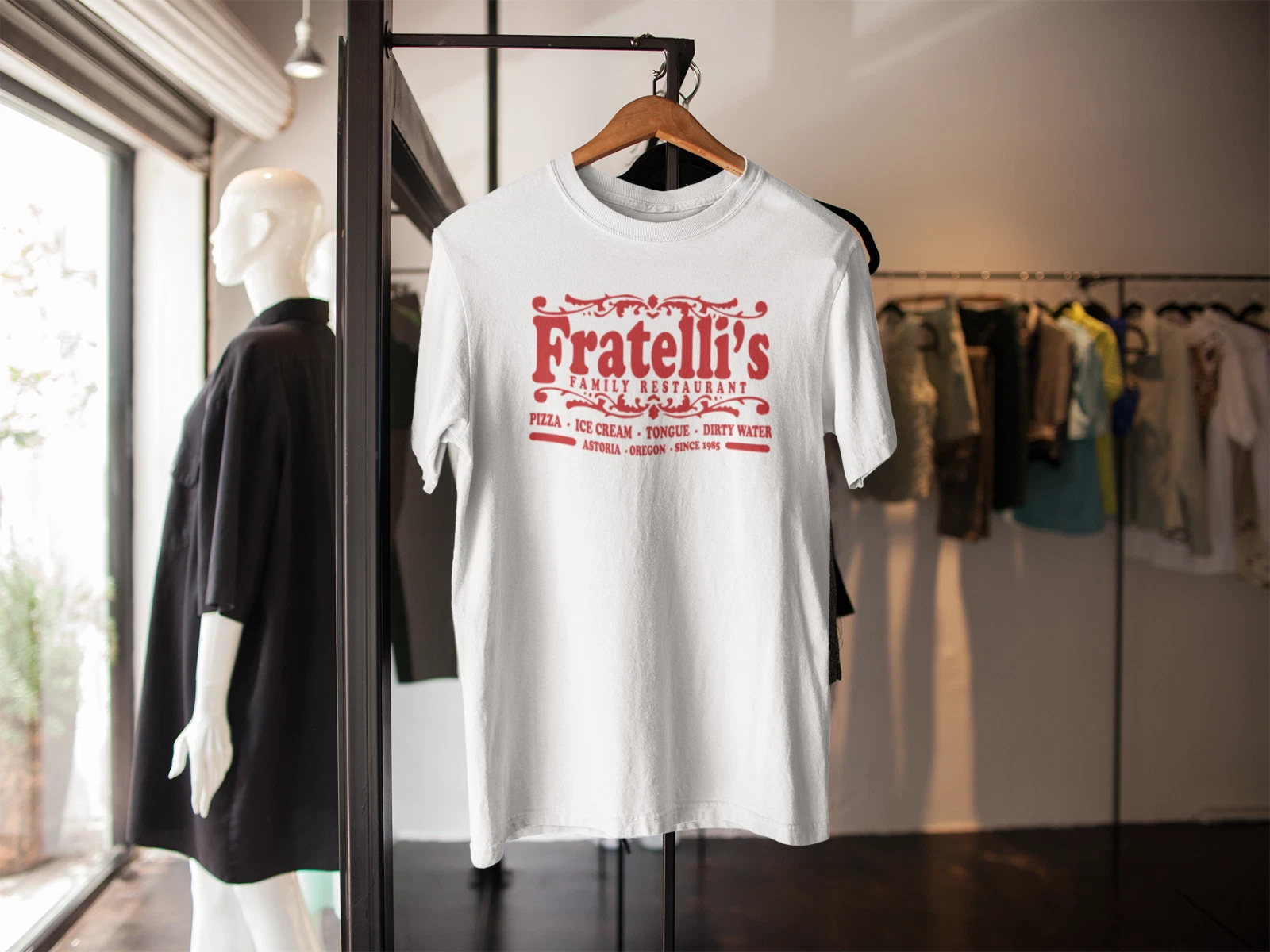 FRATELLI'S RESTAURANT THE GOONIES INSPIRED T SHIRT RETRO 80s MOVIE ADULTS KIDS