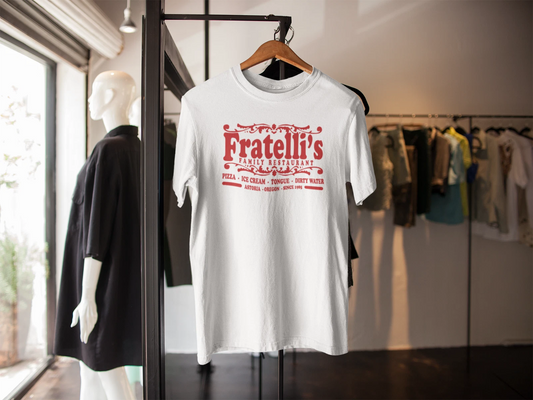 FRATELLI'S RESTAURANT THE GOONIES INSPIRED T SHIRT RETRO 80s MOVIE ADULTS KIDS