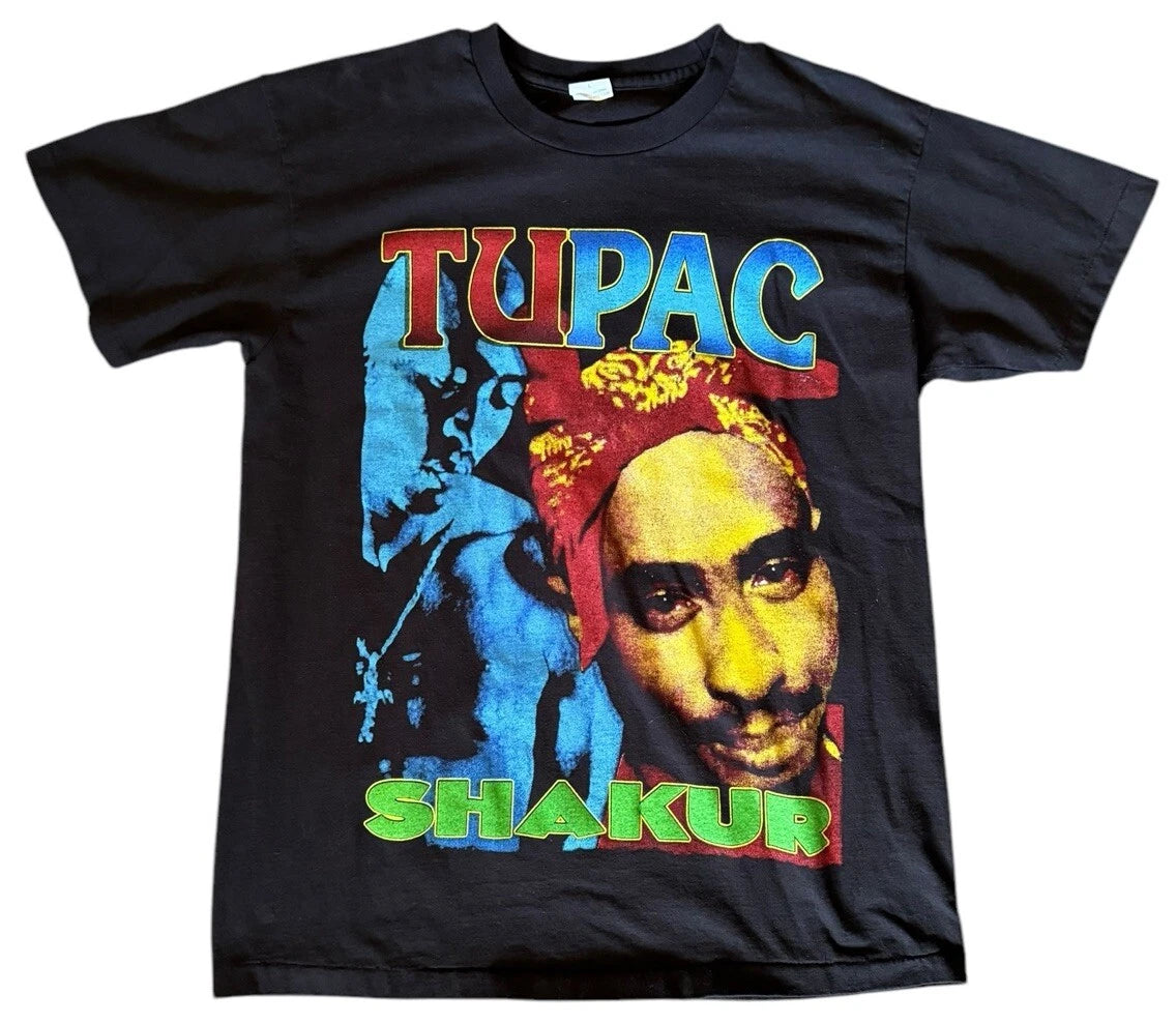 Tupac Rap Tee Double Sided Modern Boot Size Large Black T-Shirt