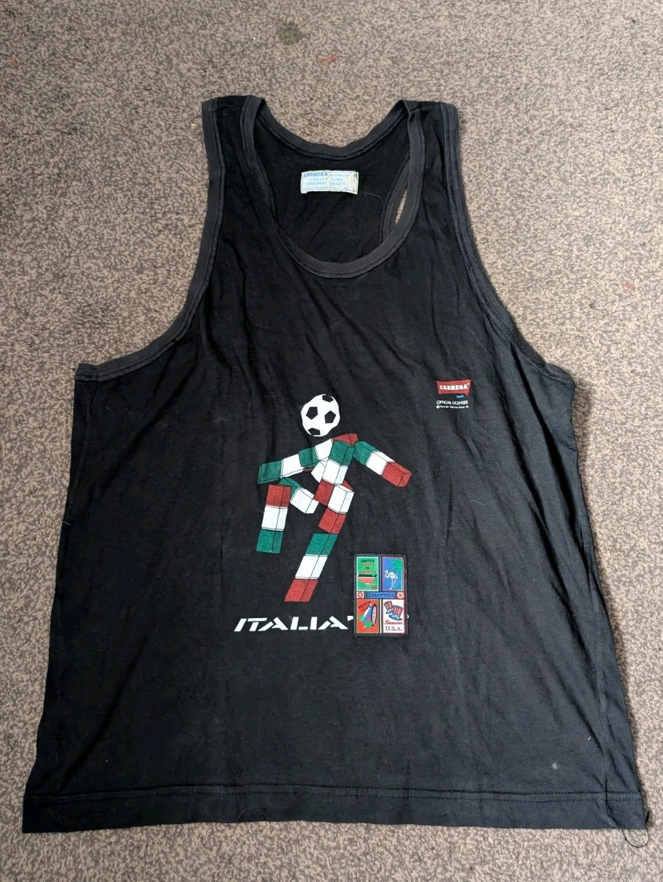 Vintage Carrera Italia Football  Soccer 1990 Vest Top Medium