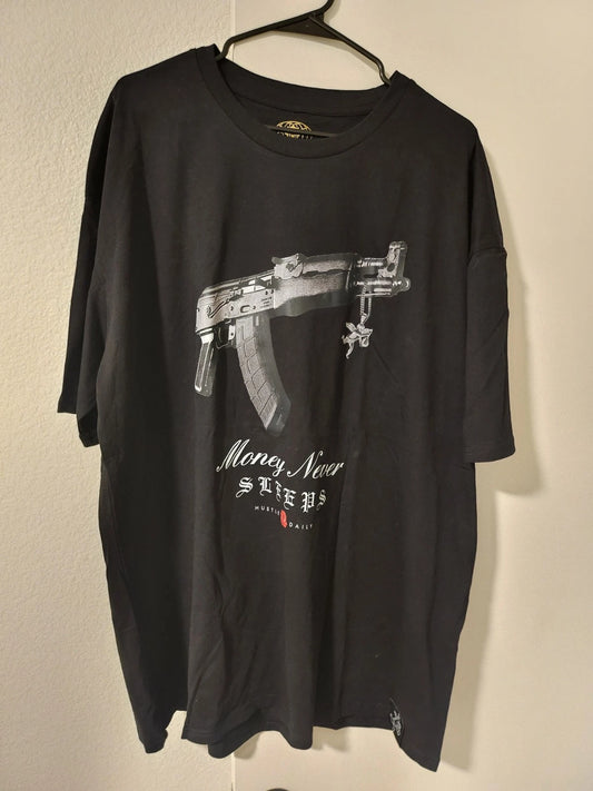 Men's 3XL Muerte Hustle Daily Angel Money Never Sleeps Graphic T-Shirt Black