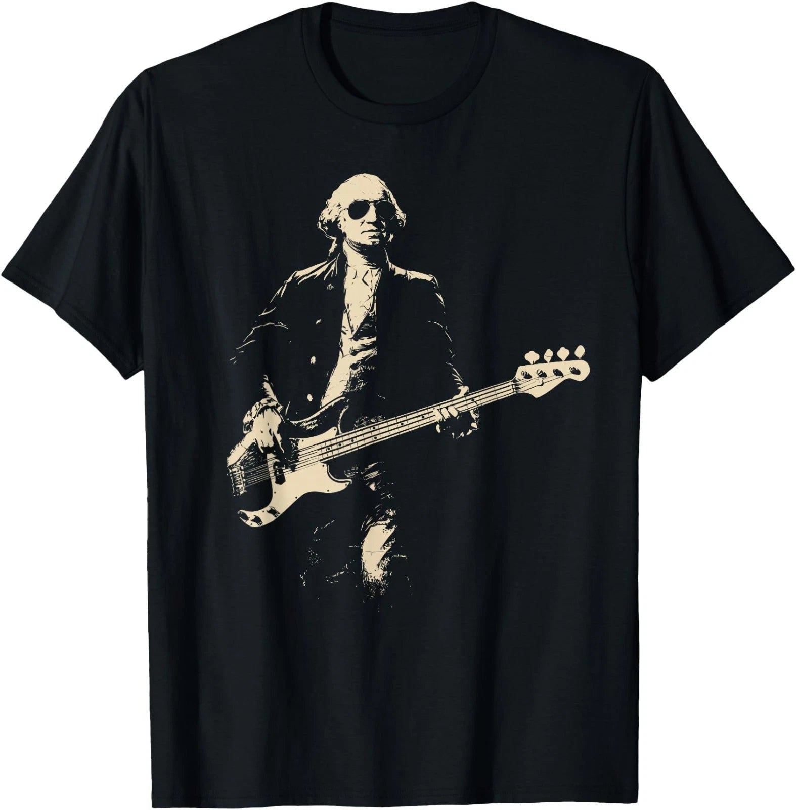 Funny Bass Face Washington School History Musician Theme T-Shirt