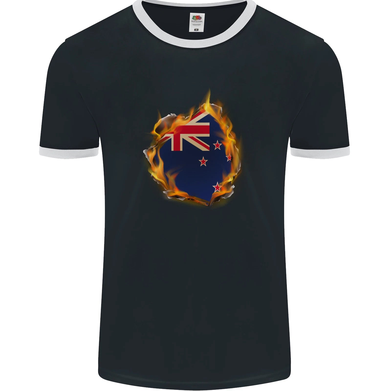 The Flag of New Zealand Fire Effect Kiwi Mens Ringer T-Shirt FotL