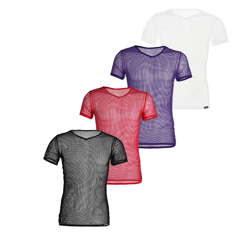 Sexy Men's Mesh See-through T Shirt Casual Tops Sport Fishnet Vest Clubwear