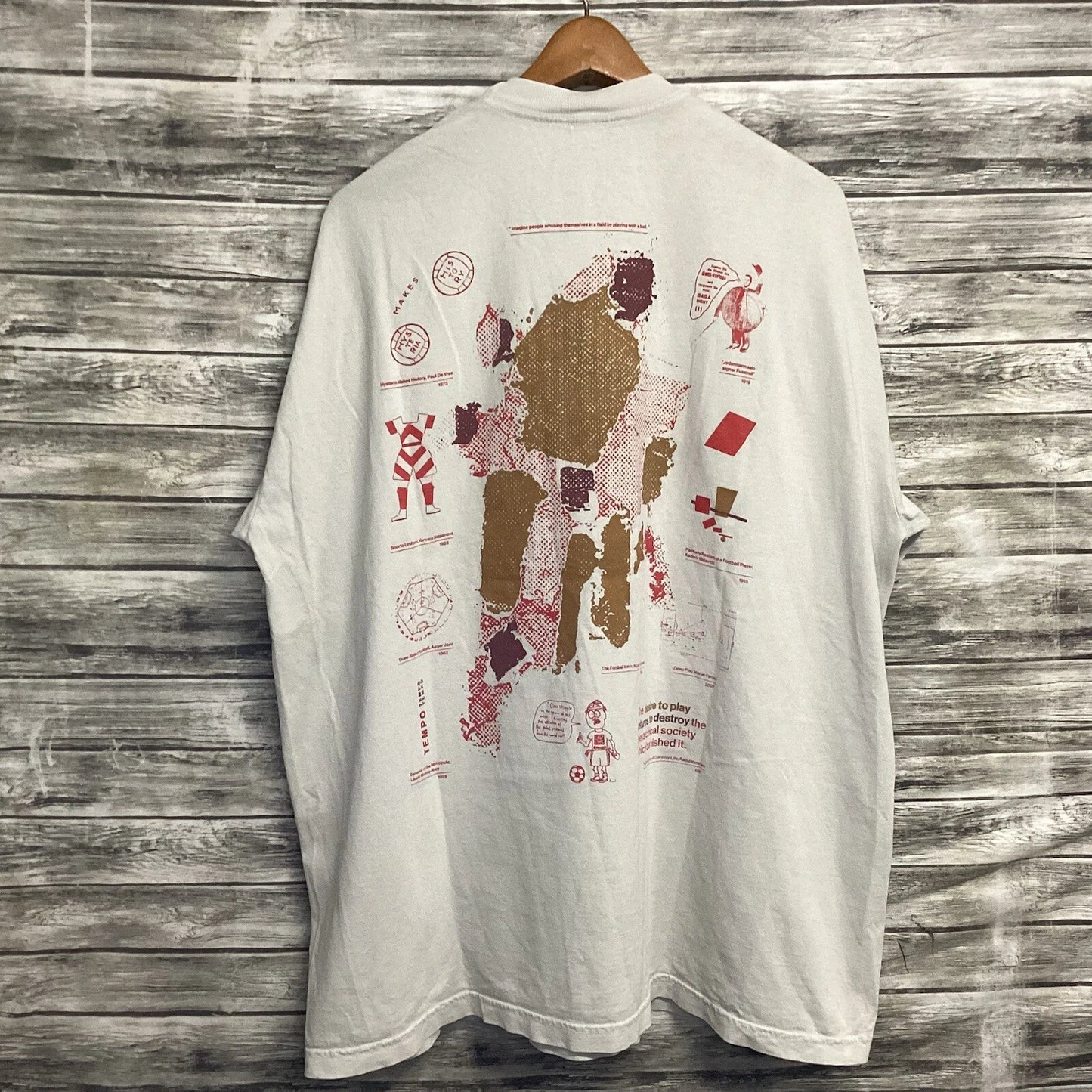 Boot Boyz Biz Shirt Mens 2XL Ivory Art & Football Soccer Graphic Tee Streetwear