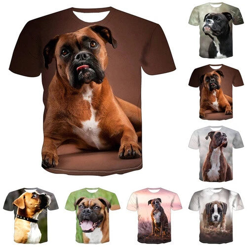 Casual Women Men T-Shirt 3D Print Short Sleeve Tee Tops Animal Homme Boxer Dog