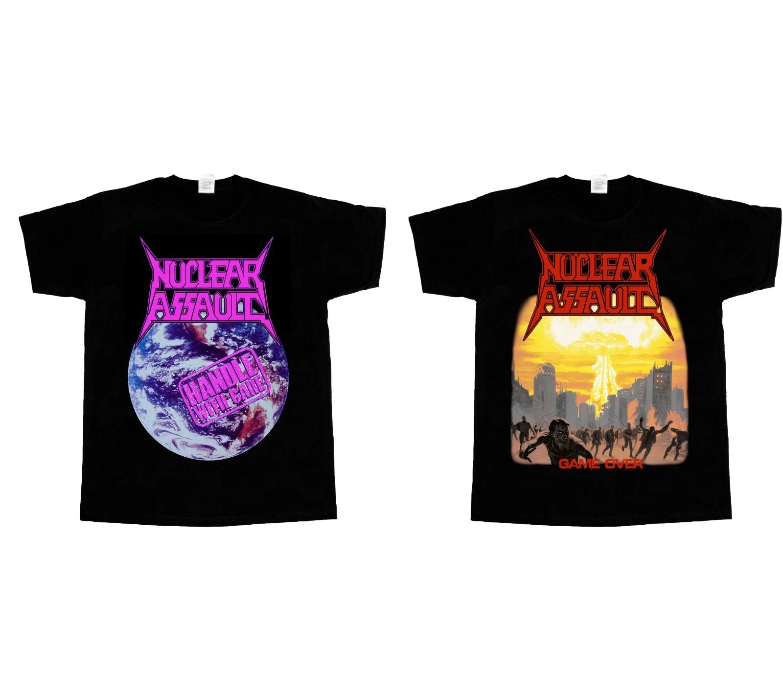 NUCLEAR ASSAULT HANDLE WITH CARE GAME OVER NEW BLACK T-SHIRT 345XL