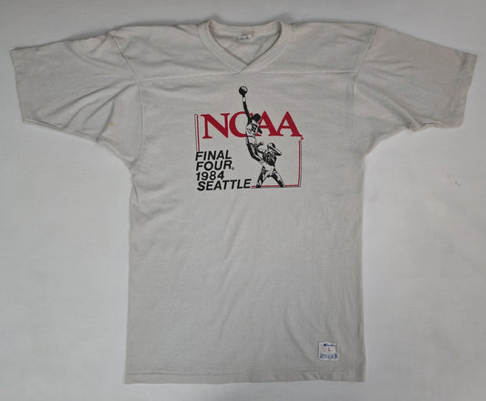 Vtg 80s 1984 Champion NCAA Final Four Seattle Basketball Jersey T Shirt Men's L