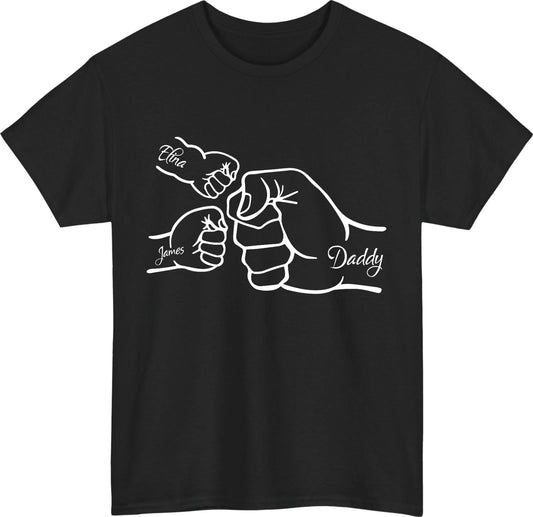 Personalised Father's Day Fist Bump T-Shirt Custom Kid's Names Dad Birthday Top