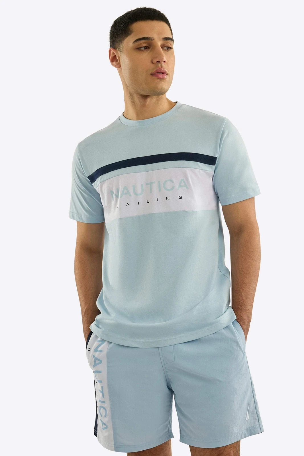 Nautica Mens T-Shirt Keansburg Tee Light Blue