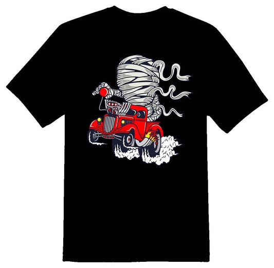 Mummy racer hotrod drag  truck Tee shirt black or white