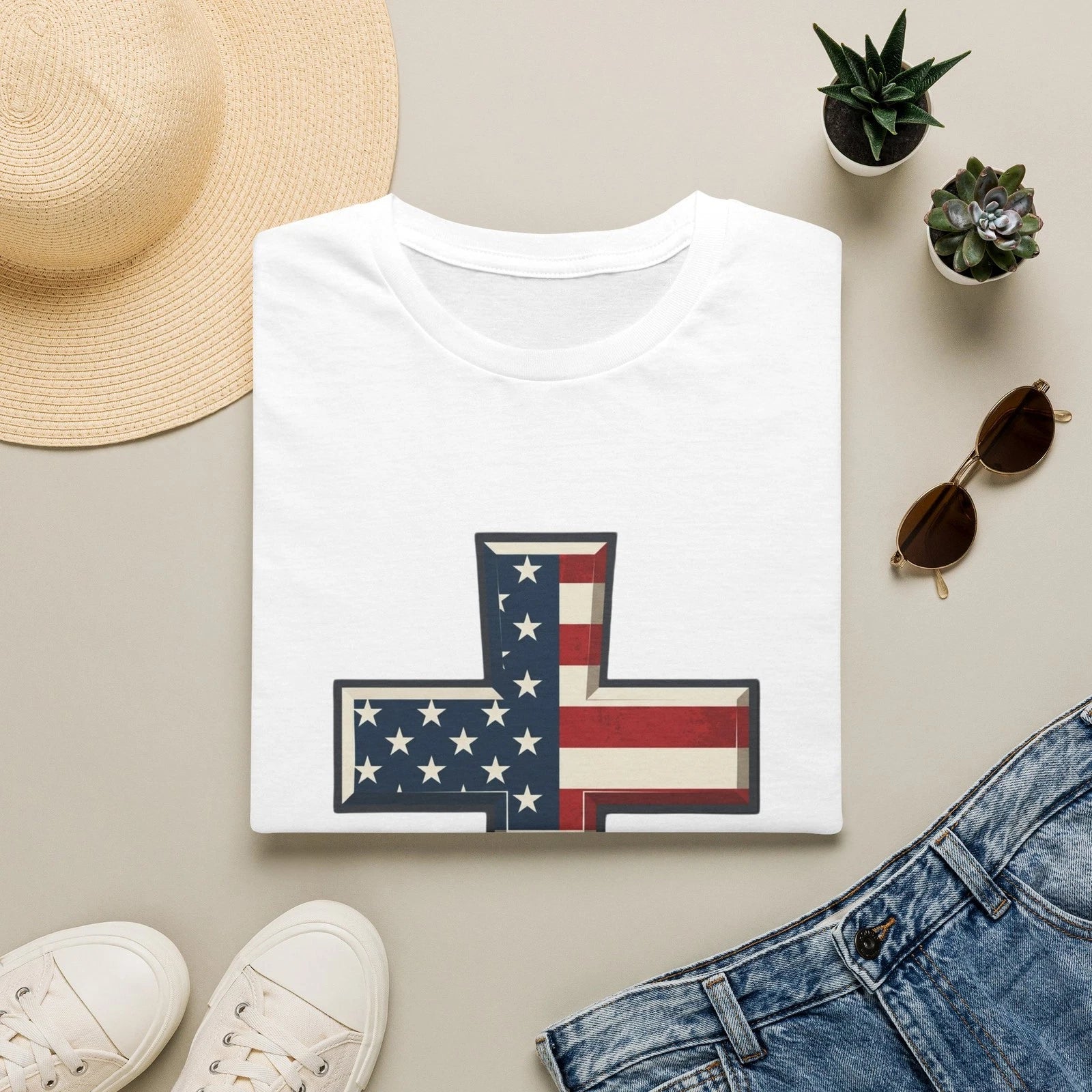 American Flag Cross T-Shirt | Patriotic Cross Tee
