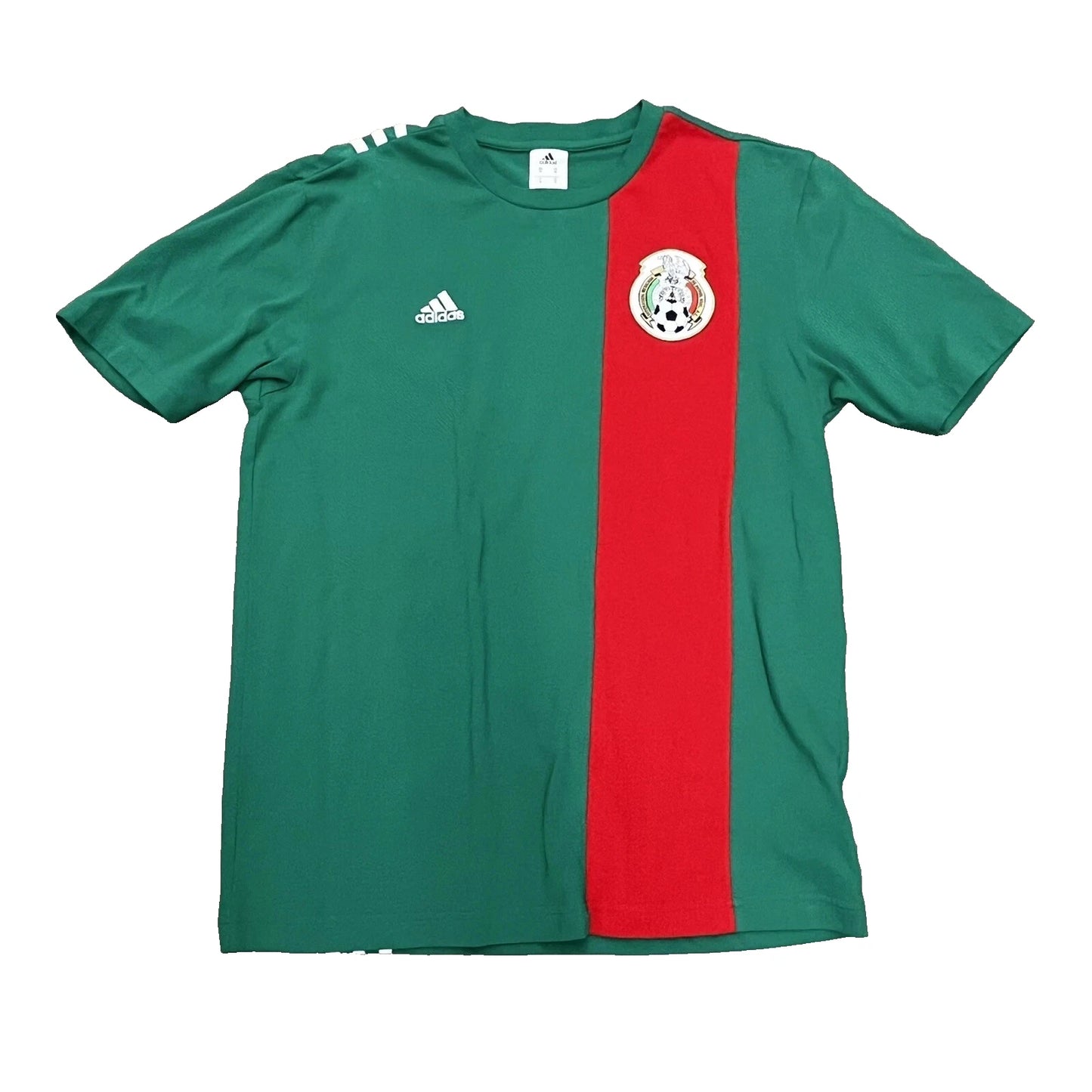 Adidas Futbol Mexico Tshirt Mens sz L Green Short Sleeve Soccer stripes
