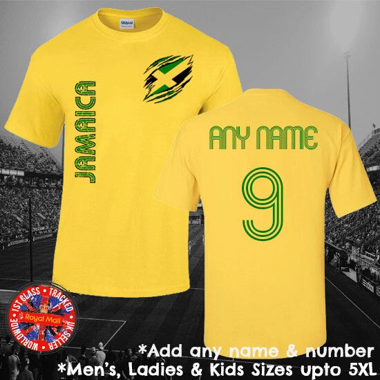 Jamaica Football Fan T-shirt Personalised Mens Ladies Kids Euros World Cup