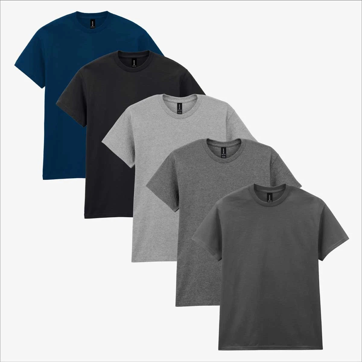 Gildan Mens 5-Pack T-Shirt Versatile Workwear Cotton Crew Tee Bundle Plain UK