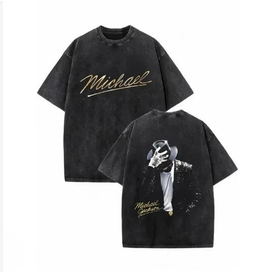 Michael Jackson T-Shirts WASHED Cotton Unisex Tees King Of Pop T-Shirts
