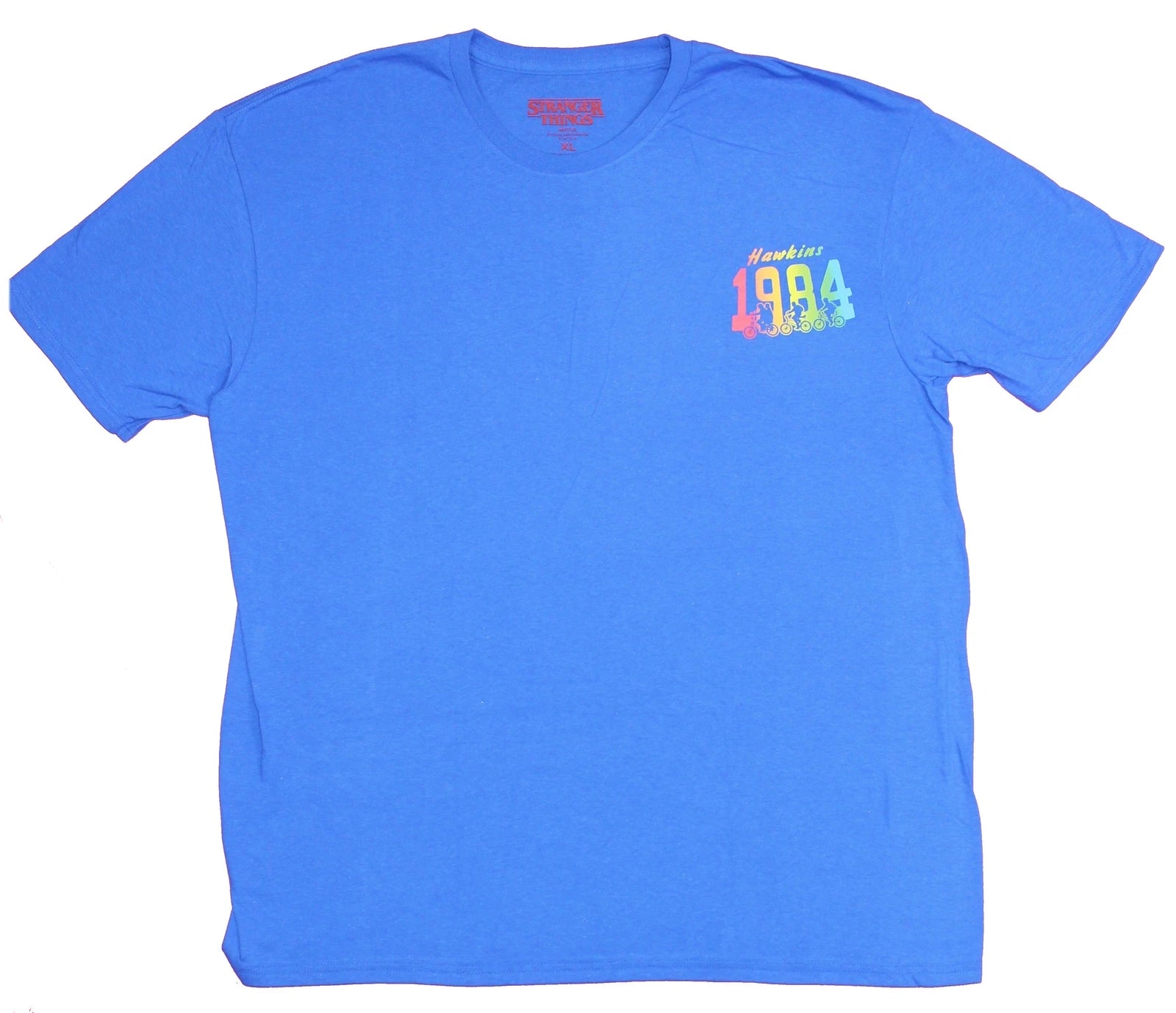 Stranger Things Adult New T-Shirt - Hawkins 1984 Simple Rainbow Lapel Pic