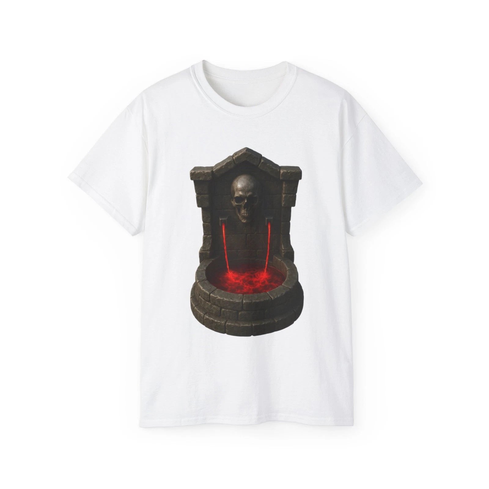 Gothic Fountain Skull Fountain Fantasy | Custom Graphic T-Shirt