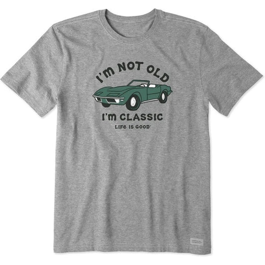 Life is Good. Men's I'm Not Old Sports Car Short Sleeve Crusher Tee Heather Gray