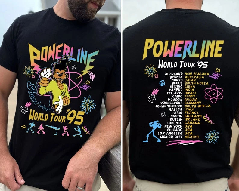 Two Sided Powerline Stand Out World Tour 95 T-shirt, Vintage A Goofy Movie Shirt
