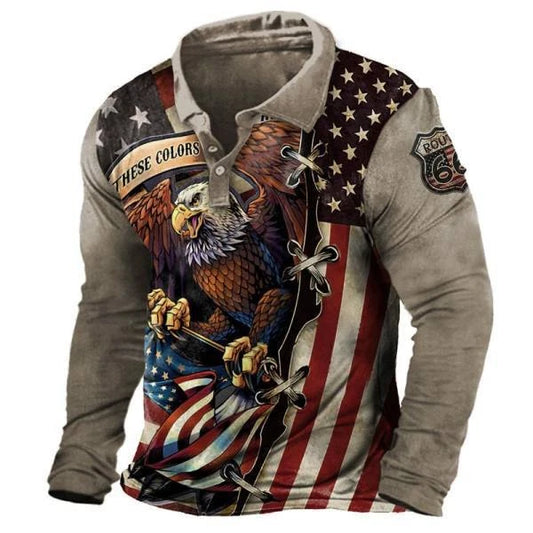 USA flag flag Eagle Route 66 T-shirt long sleeve shirt polyester