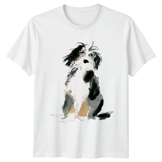 Watercolor Dog Art T-Shirt Border Collie Dog Lovers Birthday Gift For Him Her