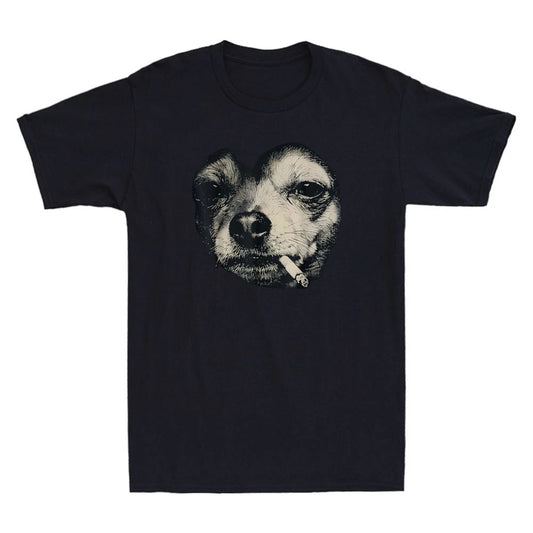 Dog Smoking Cigarette Funny Chihuahua Meme Vintage Men's Short Sleeve T-Shirt