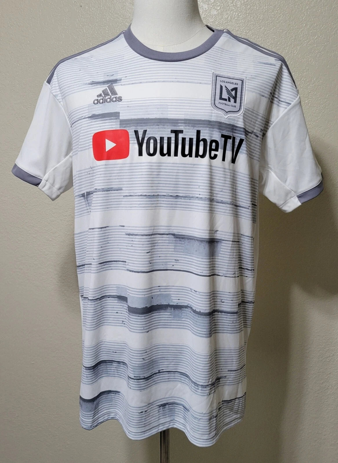 Adidas MLS Los Angeles Football Club FC Away Soccer Jersey  Sz L White & Gray