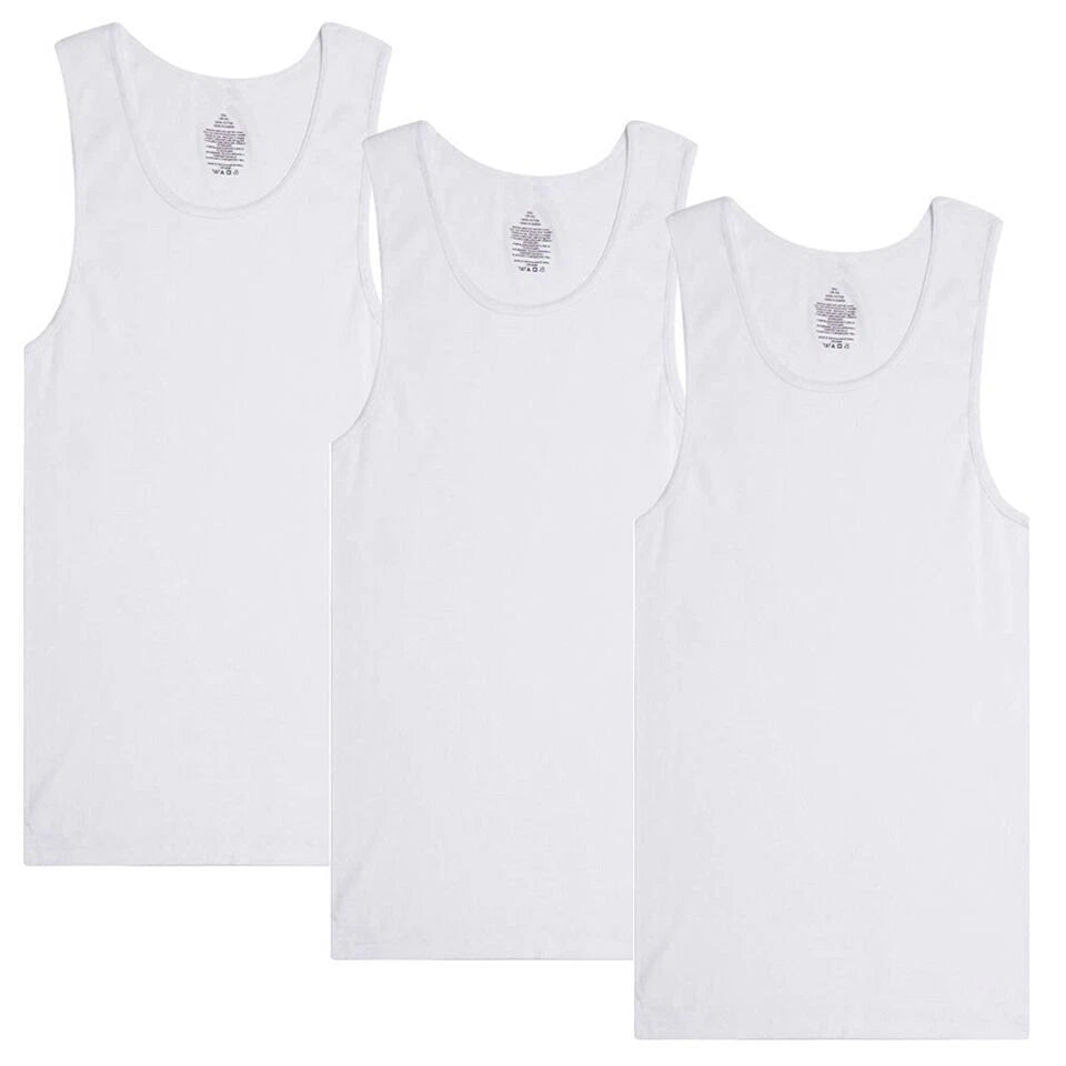 6-12 Packs Men 100% Cotton Ribbed Tank Top A-Shirt Wife Beater Undershirts Lot