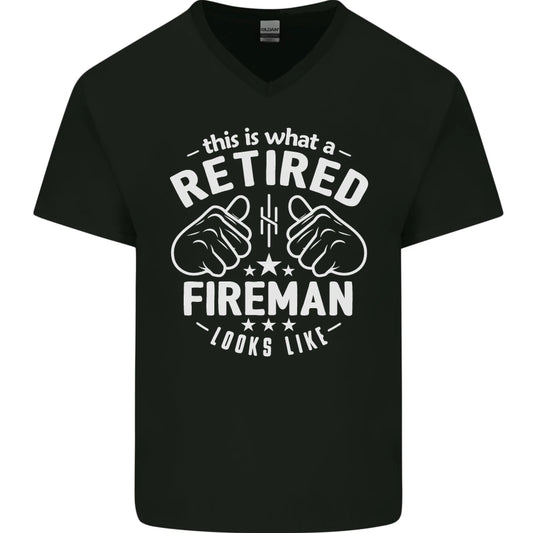 This Is What a Retired Fireman Looks Like Mens V-Neck Cotton T-Shirt