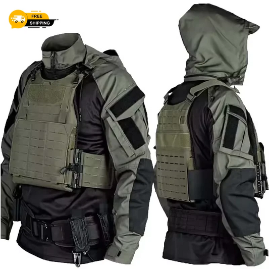 Tactical Combat Shirt 1/4 Zip Long Sleeve Men Camo Cotton Ripstop Military Top