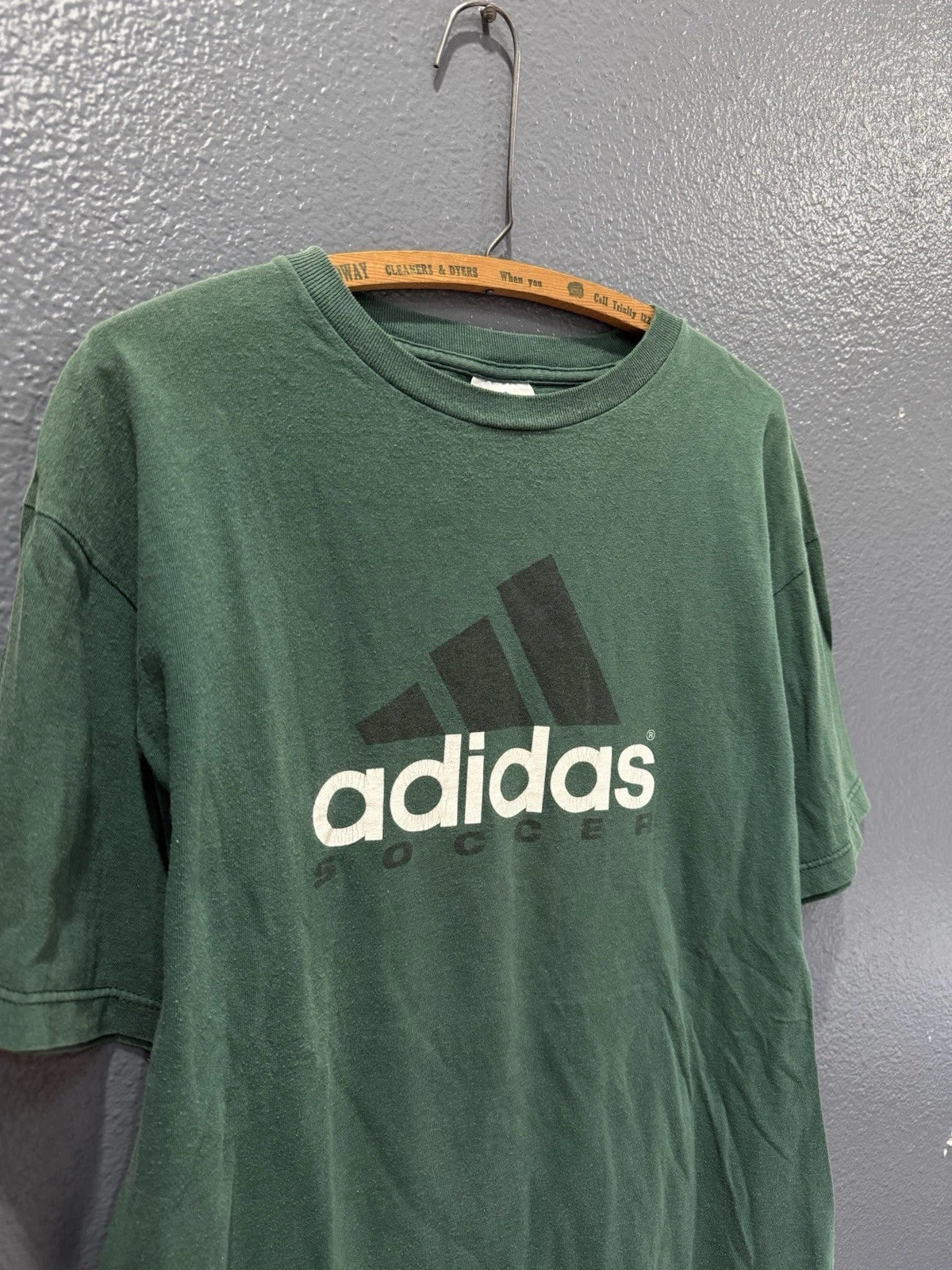 Vintage 90’s Adidas Soccer Green Cotton Tee Shirt Size Medium