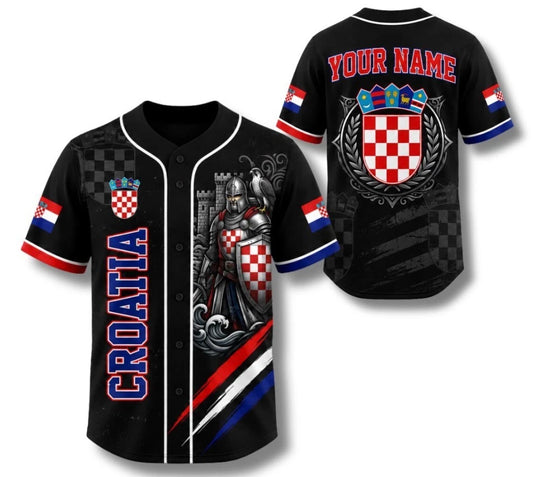 Personalized Croatia Knight Baseball Jersey, Croatian Flag Fan Shirt
