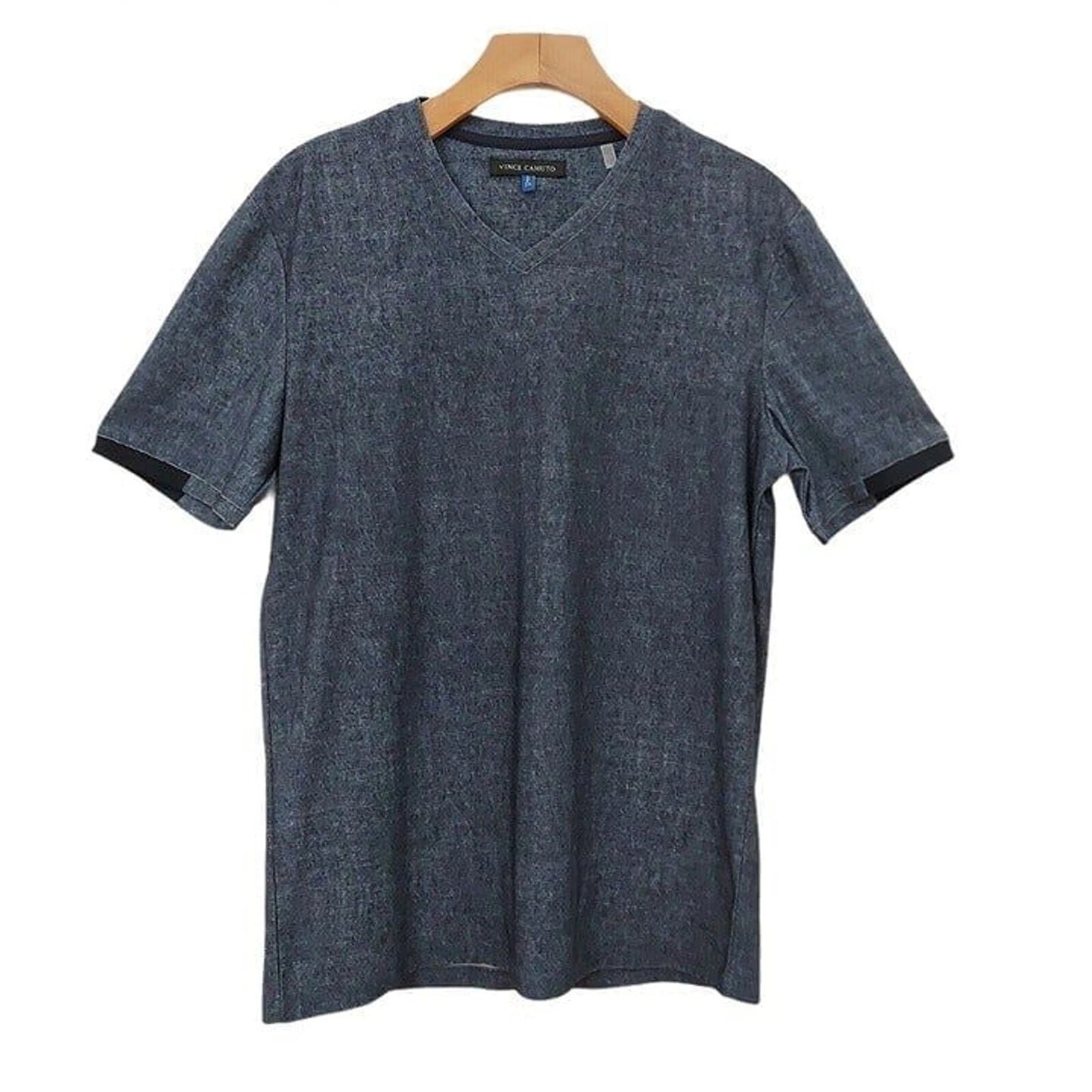 Vince Camuto T-Shirt Mens Small Blue V-Neck Short Sleeve Casual Work