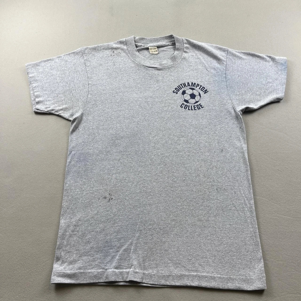 Vintage Southampton College T-Shirt Mens Small Gray Soccer New York Made USA 80s